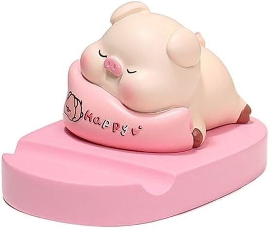 Cute Pig Cell Phone Stand for Desk,Pig Smartphone Phone Holder Resin Pig Figurines Cute Phone Holder Phone Stand Desk Accessories Tabletop Ornaments