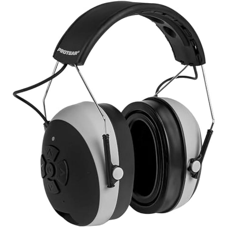 Upgraded Bluetooth 5.4 Hearing Protection NRR 25dB Integrated Microphone,Hands-Free Noise Cancelling Headphone with Soft Gel Ear Pads,Rechargeable Safety Earmuffs for Mowing,Workshop WorkingGray