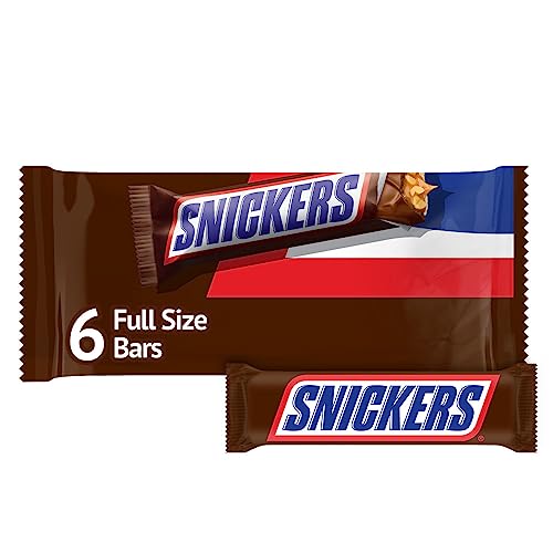SNICKERS Full Size Chocolate Candy Bars, 11.16oz bag, 6 Bars per bag