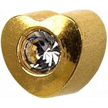 Studex Regular 4mm Heart and Crystal Centre Gold Plated Ear Piercing Stud Earrings