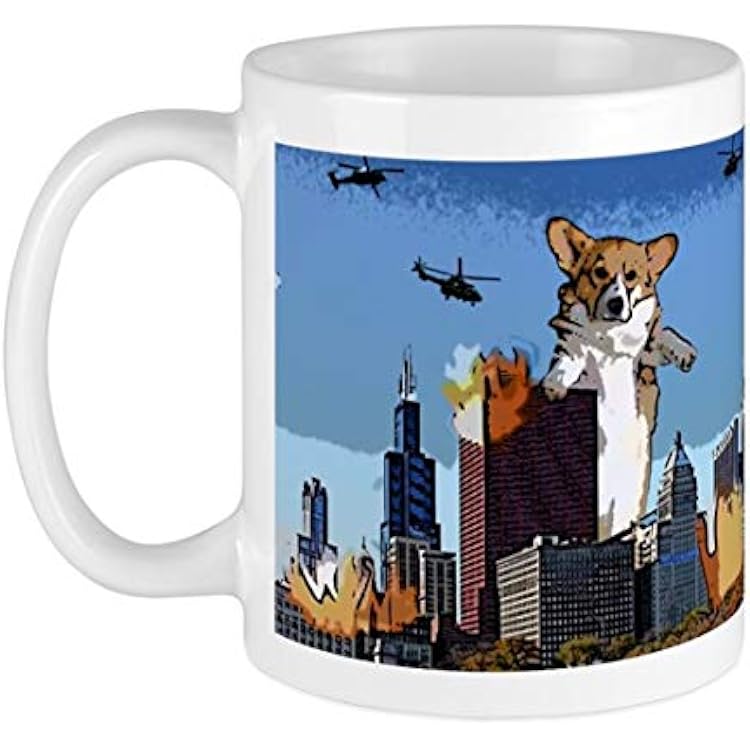 Corgi Zilla No One Is Safe Funny Dog Coffee Mug 11oz Cup Gifts for Her Birthday Christmas Holiday Valentines Day Anniversary Mothers Day Fathers Day