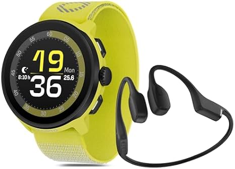 SUUNTO Run Sport Watch, Running GPS Watch Lime (w/Textile Strap) Sonic Open-Ear Bone Conduction Sports Bluetooth Headphones Black