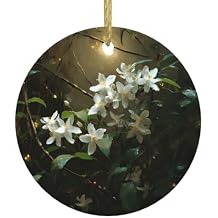 Blip in The Moonlight Printed Christmas Tree Ceramic Round Pendant - 2.9 in Holiday Decorations