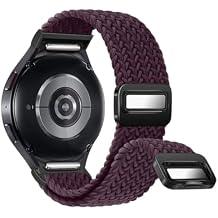 One Click No Gap Braided Bands Compatible with Samsung Galaxy Watch 7 6 4 5 FE Band 40mm 44mm/Galaxy Watch 6 4 Classic 47mm 43mm 42mm 46mm/Watch 5 Pro 45mm, 20mm Elastic Nylon Sport Strap Men Women
