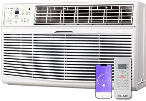 OLMO TTW 12,000 btu 230V Through-the-Wall Air Conditioner with Remote Control and built in Smart Kit, Cooling Only R32 Refrigerant