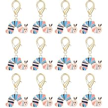 Dreuyet 12 Pcs Cute Caterpillar Keychain Colorful Enamel Charm Hungry Caterpillar Keychains for Backpacks Purses