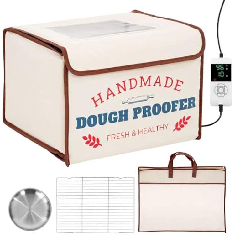 Bread Proofing Box with Heater, 50-130F Constant Temp Dough Proofer, 3-Sided Heating & 24H Timer, Foldable Fermentation Box for Sourdough Starter, Pizza Dough, Yogurt
