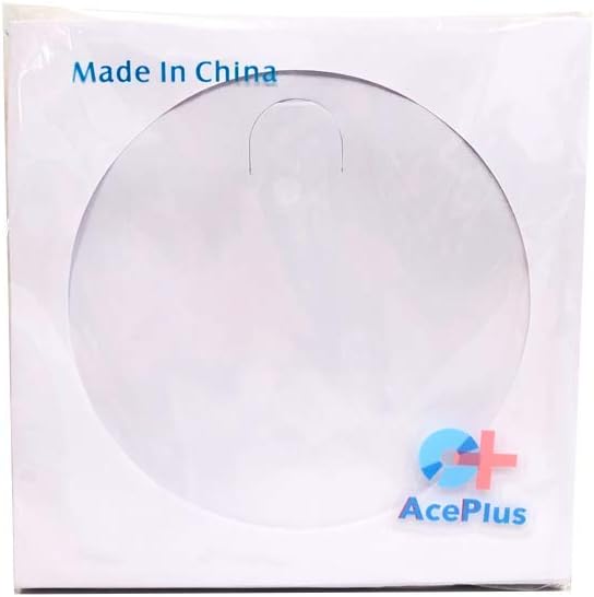 1,000 Pieces White Paper Sleeves for CDs or DVDs - Envelope Holder with Clear Window and Flap, 80g Economy Weight (1 Box = 10 packs x 100 Sleeves)