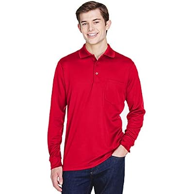 Adult Pinnacle Performance Long-Sleeve Pique Polo with Pocket XL CLASSIC RED