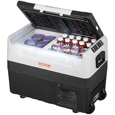 VEVOR Car Refrigerator, 12 Volt Car Refrigerator Fridge, 48 QT45 L Dual Zone Portable Freezer,4F-50F Adjustable Range, 1224V DC and 100-240V AC Compressor Cooler for Outdoor, Camping, Travel, RV