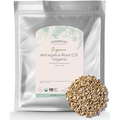 Starwest Botanicals Organic Astragalus Root - Dried Herb for Tea, Cut & Sifted, Certified Kosher, Non-GMO - Bulk 1 lb Bag