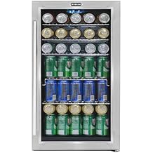 Whynter Beverage Refrigerator with Double-Layer Glass Door, 127-Can 3.1 Cu Ft Freestanding Drink Mini Fridge, BR-130SB, Stainless Steel
