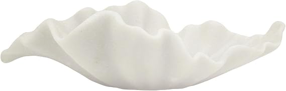 Off-white Large Decorative Bowl - 16 Fruit/Key/Purse Bowl for Home Decor - Coffee Table & Entryway Table Decor - Scalloped Ruffle Bowls - Unique Centerpiece Bowls(Big)