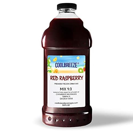Coolbreeze Red Raspberry Frozen Slush Drink Machine Mix - Ready to Use Frozen Slushie Flavor Syrup - 1/2 Gallon Bottle