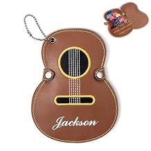 Guitar Pick Case Personalized with 17 Slots, Custom Name on the Guitar-Shaped Guitar Pick Holder Picks Storage Bag for Guitar Lovers
