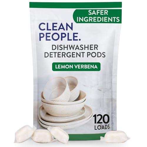 The Clean People Dishwasher Pods - Cuts Grease & Rinses Sparkling Clean - Residue-Free - Phosphate Free Dishwashing Pods 120 Count, Lemon Verbena