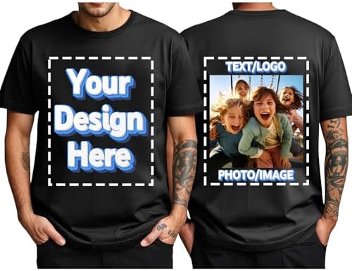 Custom T Shirts for Men Personalized T Shirts with Logo Text Picture Design Your Own Tee Shirt with Front & Back Print
