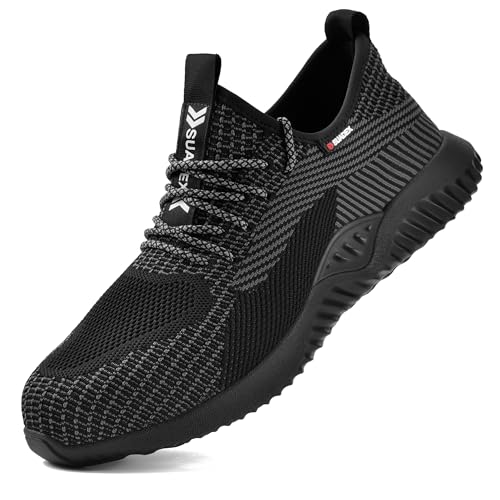 SUADEX Steel Toe Shoes for Men Women Indestructible Steel Toe Sneakers Lightweight Work Safety Shoes Puncture Proof Composite Toe