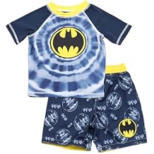 Dreamwave Batman Toddler Boys 2 Piece Rash Guard Swim Trunks Set, Navy, 2T