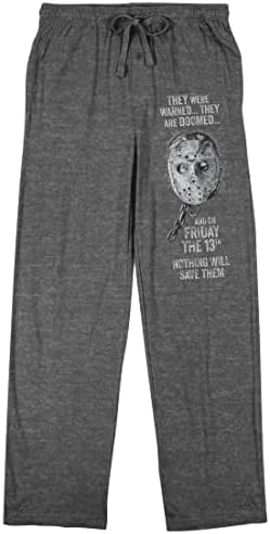 Bioworld Friday The 13th Jason Voorhees Warning Mens Graphite Heather Sleep Pajama Pants
