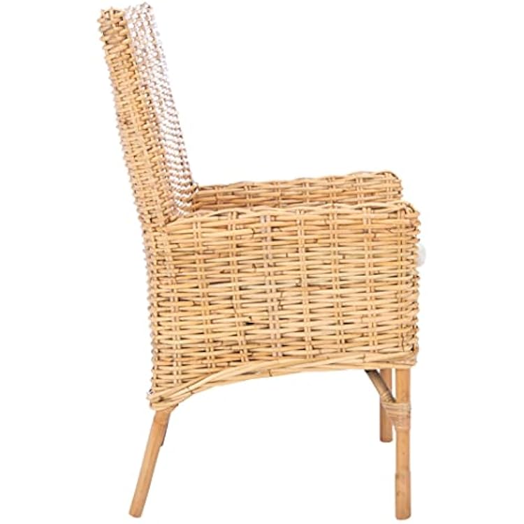 Safavieh Home Collection Nancy Rattan Cushion Accent Chair, NaturalWhite