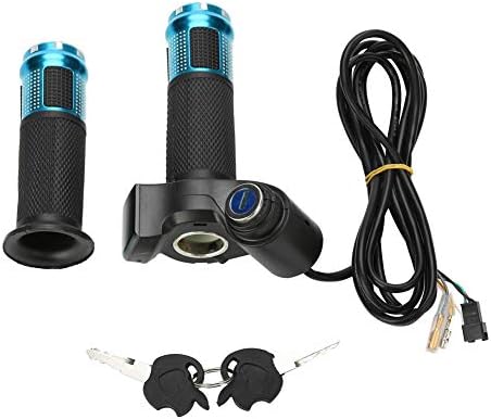 Throttle Grip 4 Colors Throttle Grips with LED Display Screen Handle with Key Knock for Electric Bike(Blue)