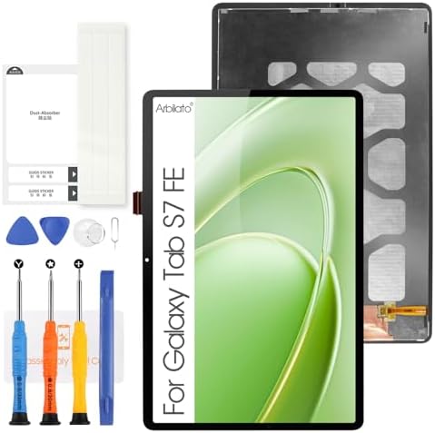 Screen for Samsung Galaxy Tab S7 FE Screen Replacement for Samsung Tab S7 FE Tablet LCD Screen SM-T730,SM-T733 Touch Display Digitizer Assembly Repair PartsBlack No Frame