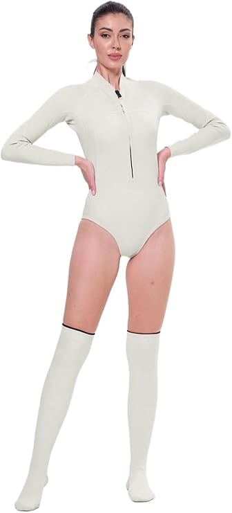 Diving Wetsuit 2mm Women's Surfing Diving Swimwear Neoprene Keep Warm Split Wetsuit Long Sleeve Snorkeling Scuba Dive Suit White Swimsuit