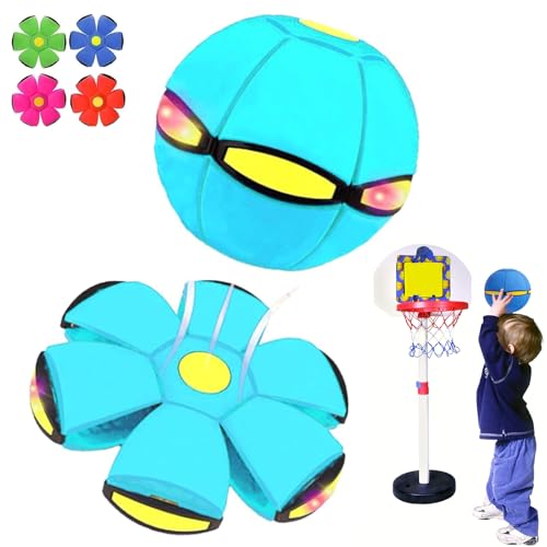 Magic Bouncing Ball,Childrens Bouncing Ball,Magic Flying Saucer,Bouncy Ball,Parent-Child Interaction,Collapsible Flying Disc Toy Light Blue, No Light