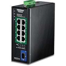 TRENDnet 9-Port Industrial 2.5G DIN-Rail PoE++ Switch with 10G SFP+ Port, TI-BG5091, Multi-Gigabit, 8 x 2.G PoE++ Ports, 1 x 10G SFP+ Port, 480W PoE Power Budget, 60Gbps, Lifetime Protection, Black