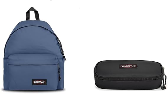 EASTPAK PADDED PAK'R Backpack, 24 L - Powder Pilot (Blue) OVAL SINGLE Pencil Case, 5 x 22 x 9 cm - Black (Black)