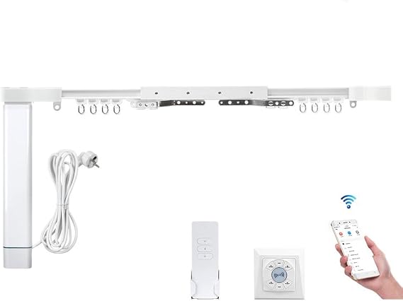 Smart Curtains System, Electric Curtain Track Works with Apple Homekit, Automatic Curtain Opener with Electric Curtain Tracks, Compatible with Alexa Google Home Apple Home (2.1M (82.6 inch))