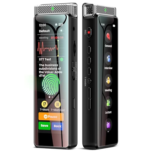 72GB Digital Voice Recorder with Playback, Innioasis R1 Full Touchscreen Voice Recorder with AI Intelligent Transcription and Bluetooth, Voice Activated Sound Audio Recorder Device with Mic Silver