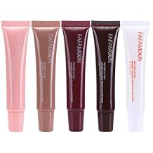 5 Colors Tinted Peptide Lip Tint, Hydrating Lip Tint Stain Lip Gloss, Shiny Jelly Lip Plumping Lip Balms, Long Lasting Nourishing Non-sticky Smooth Lip Care Glow Oil Set