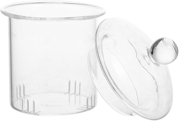 Hemoton Glass Tea Strainer with Lid Removable Fine Mesh Infuser for 13.5Oz Clear Teapot Loose Leaf Tea Brewing Replacement Basket