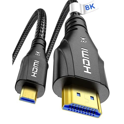 8K Micro HDMI to HDMI Cable 10FT, 8K@60hz, 4K@120hz, Micro HDMI Ultra High Speed Support HDR eARC Dolby Compatible with GoPro Hero 7 6 5 4,Raspberry Pi 4,Sony Camera,Nikon