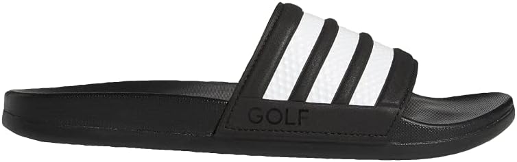 adidas Unisex Adilette Comfort Slides Sandal, Black/White/Black, 13 Women/12 Men