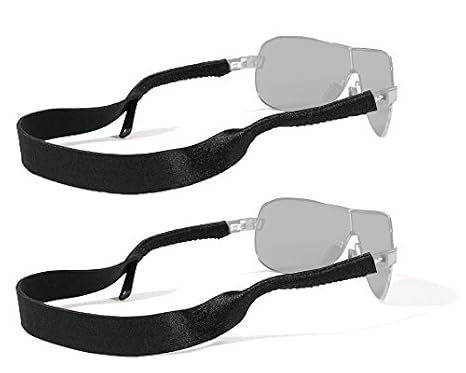 Croakies Original XL Extra Large Neoprene Elastic Eyeglass and Sunglass Retainer / Strap, Black (2 Pack)