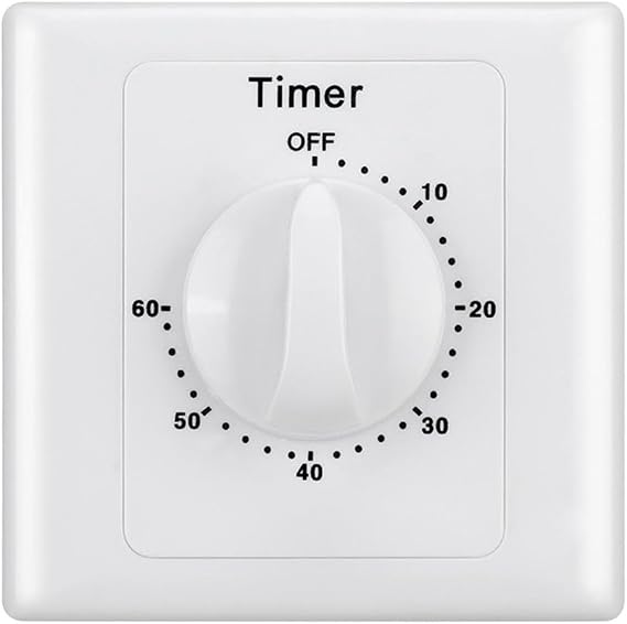 Mechanical and Electronic Timer Switch with Countdown Control and Wall Socket Panel for Home Appliances Water Pumps Heaters Fans AC100-240V High Accuracy 15A W(60 minutes)