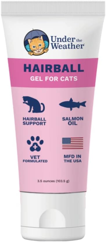 Under the Weather Hairball Gel for Cats | Vet Formulated Hairball Remedy Gel for Cats | Supports and Aids Normal & Natural Elimination of Hairballs in Adult Felines | 3.5 Ounces