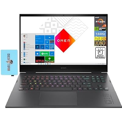 HP OMEN 16.1 144Hz FHD IPS Gaming Laptop AMD Ryzen 7 5800H 8-Core 3.2GHz, 16GB RAM, 512GB SSD, GeForce RTX 3050 Ti 4GB, RGB KYB, WiFi 6, BT 5.2, RJ-45, HD Webcam, Win10H wDockztorm Dock