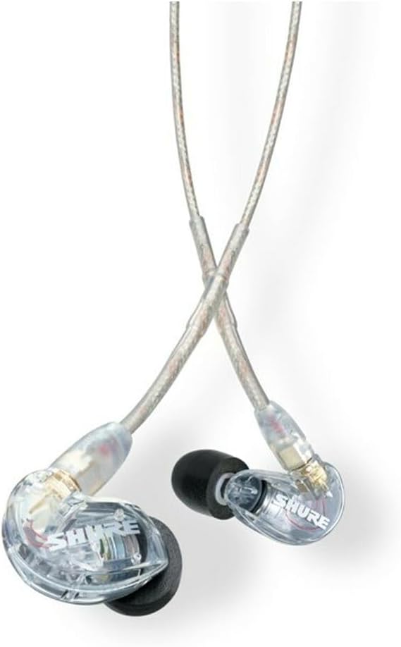 Shure SE215-CL Professional Over the Ear Earphones, Sound Isolating with Single Dynamic MicroDriver, Clear Sound + Deep Bass, 3.5mm Cable - Clear ,SE215-CL-EFS