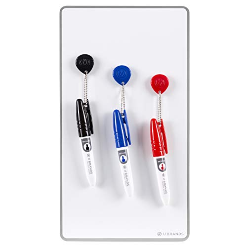 U Brands Magnetic Dry Erase Board White Board Value Pack, 6 x 11, Frameless, Includes 3 Magnetic Markers