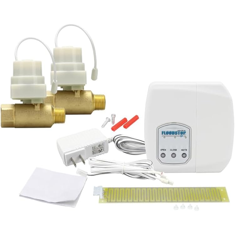 FloodStop Multi-Purpose Leak Detector Kit with Automatic Water Shut-Off and VisualAudible Alarms, 12 NPT MIP x FIP, 2 Valves