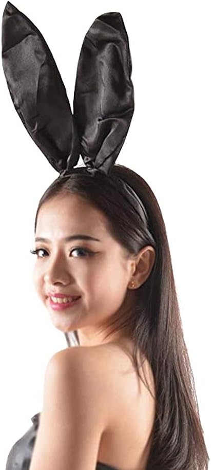 Crazy Night Black Bunny Ears Headband Halloween Costume Accessories for Women Girls