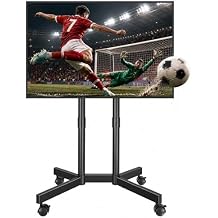 BONTEC Rolling TV Stand for 32-70 Inch TVs, Height Adjustable Mobile TV Cart on Wheels, Heavy Duty TV Stand (32-85IN)