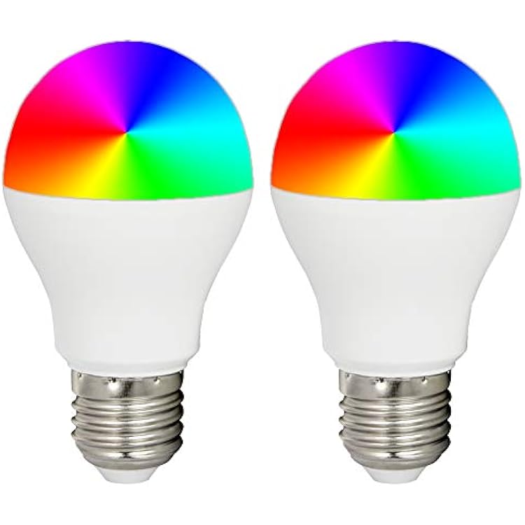 LGIDTECH Pack of 2 FUT014 6W LED Light Bulb A19 E26 with Memory Function,RGBCCT Color Changing,Temperature Adjustable,Smartphone APP Control via WL-Box2 GatewaySold Separately