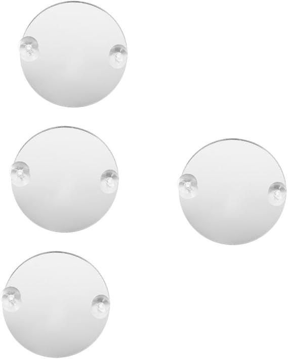 WOONEKY 4pcs Betta Fish Training Mirror with Cups Acrylic Single-Sided Mirror for Betta Tank Decor and Exercise for Aquariums