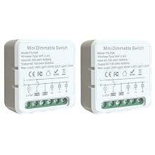 Smart Dimmer Switch, Dimmer Smart Relay, Compatible with Alexa and Google Home Smart Speakers Smart Life/Tuya App, Mini Smart Light Switch Module as Home Assistant, No Hub Required (2 Pack)