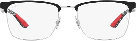 Ray-Ban Unisex RX8421 Square Prescription Eyewear Frames, Black On Silver/Demo Lens, 52 mm